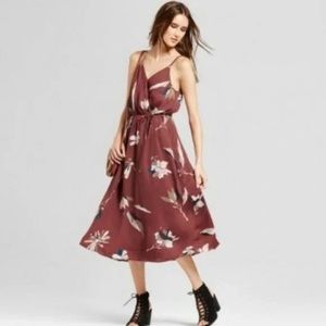 EUC. Women’s Mossimo Wrap Front Brown Floral Maxi Sundress. Sleeveless. Pockets!